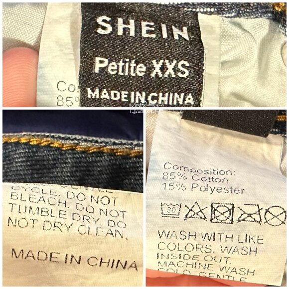 Shein Petite XXS High-Waisted Distressed Denim Booty Shorts - Picture 3 of 3